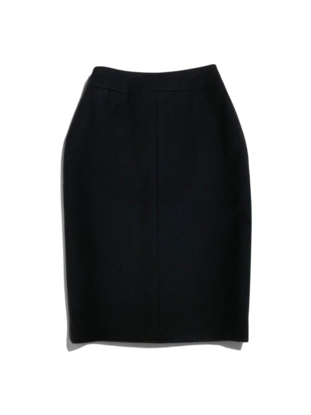 Chanel Pencil Skirt Knee-Length Black Wool Silk